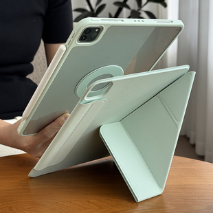 适用苹果ipadair7保护壳新y折2024pro平板11代a16亚克力10.2防弯摔13软胶5包边mini透明12.9磁吸双面夹m3套4