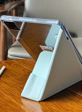 适用小米8平板Kpad7保护套亚克力防弯6sproY折12.4透明磁吸双搭扣拆分三折11.2休眠无笔槽防摔5包边壳加厚红