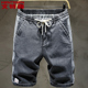 男宽松韩版 男裤 潮流松紧腰抽绳五分裤 薄款 子夏季 青年弹力牛仔短裤