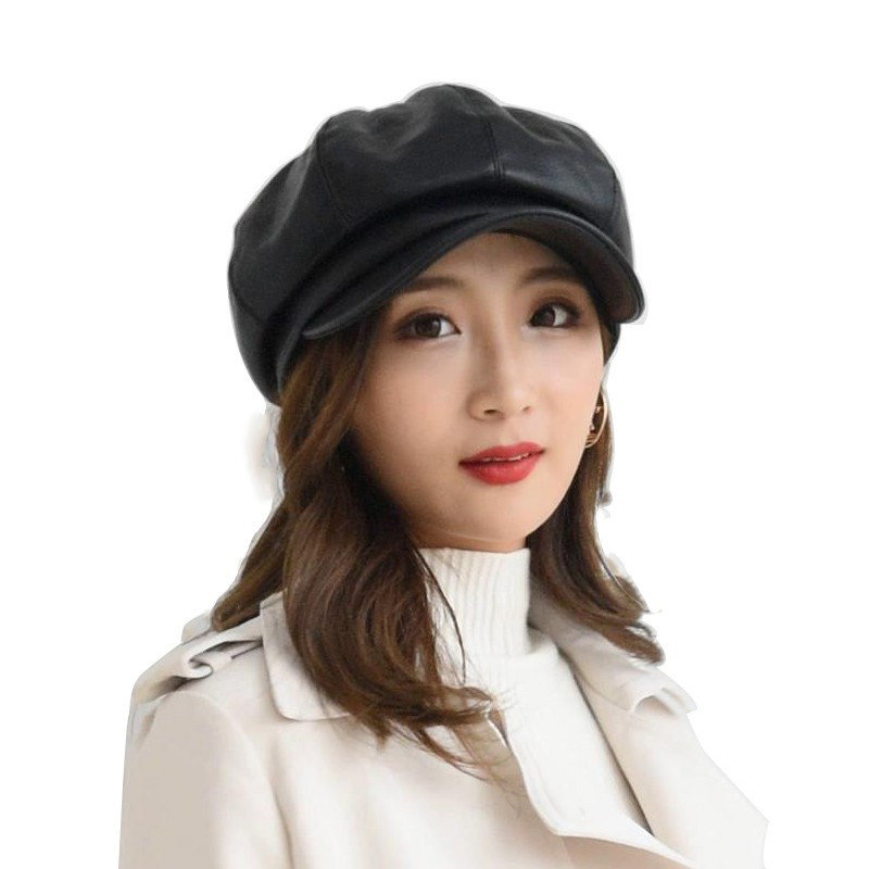 秋天帽子女皮帽蓓蕾帽报童帽八角帽英伦复古时尚皮尤贝雷帽女冬季