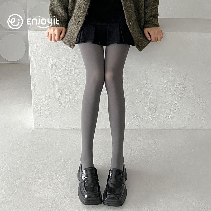 Enjoy it灰色丝袜女春秋80D灰丝打底袜黑色薄千金袜天鹅绒连裤袜