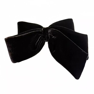 PZ亚历山大新款8cm发夹法式复古真丝丝绒蝴蝶结顶夹百搭甜美头饰