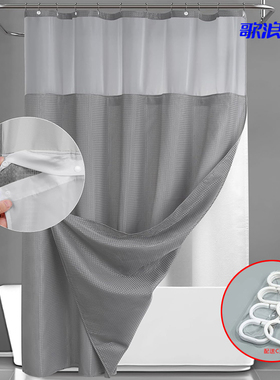 加厚双层房间隔断帘窗帘门帘隔断帘浴帘卫生间浴室五星酒店不含杆