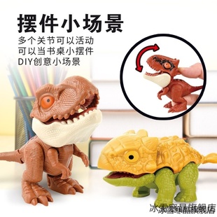 咬手指恐龙男孩关节可动动霸王三角迅猛甲龙儿童摆件仿真模型