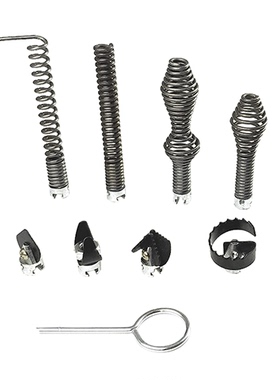 万清刀头管道疏通机配件直径16mm弹簧螺纹头带钩不带钩疏通头