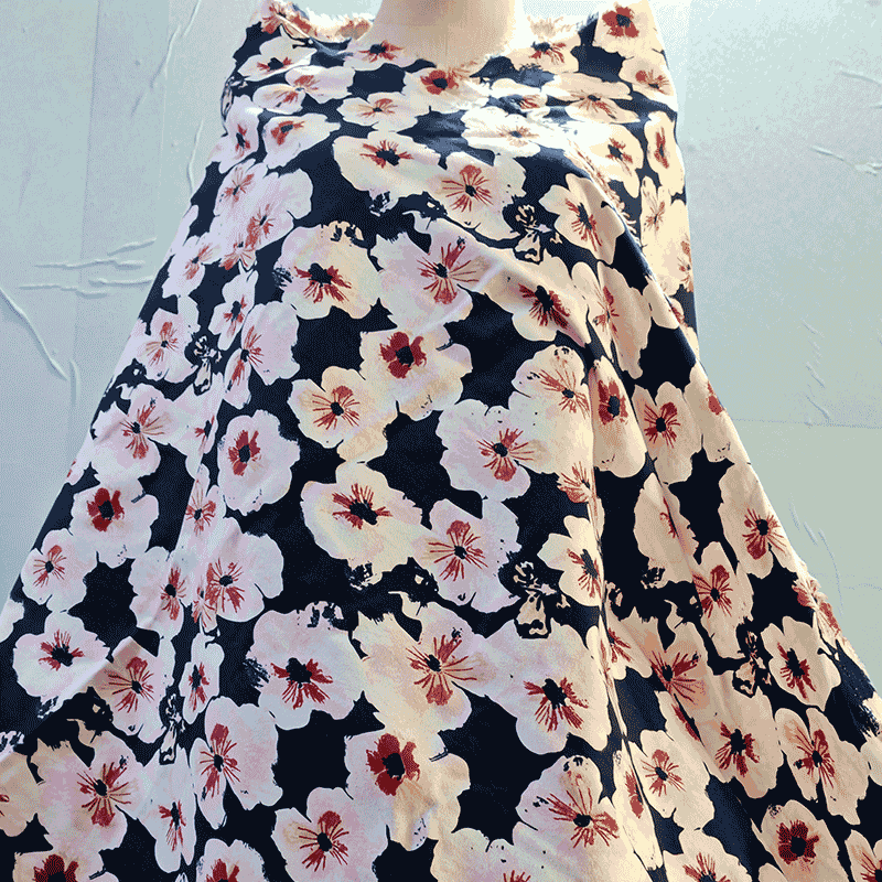 弹力棉印花布料秋装弹力蝴蝶结连衣裙布清新小碎花包裙时装面料布