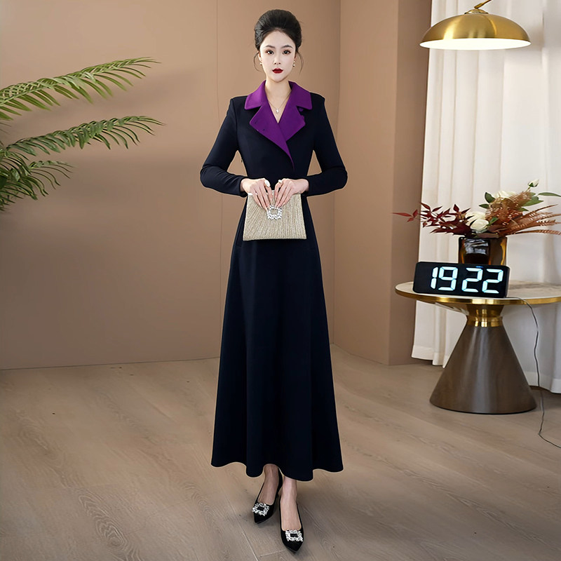 藏蓝色收腰保暖长裙2025重要场合超好看的冬装连衣裙高级感301,女装/女士精品,连衣裙,淘宝优惠券,粉丝福利购,淘宝优惠卷