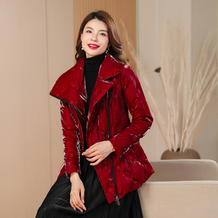 白鸭绒外套6246 亮面免洗小款 清仓捡漏羽绒服女2023年新款 刺绣修身