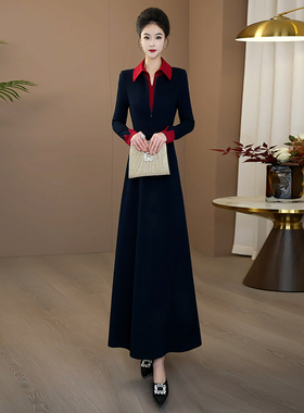 2026连衣裙女新款轻奢高级感气质显瘦长袖连身裙女假两件长裙1111