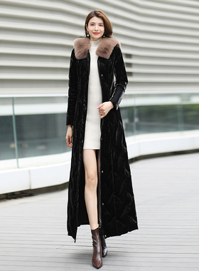 黑色超长款羽绒服女加厚免洗气质高端冬季新款白鸭绒收腰显瘦6245