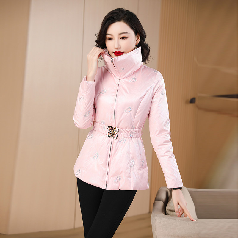 粉色小香风羽绒服女短款气质超好看冬新款时尚修身白鸭绒外套6215
