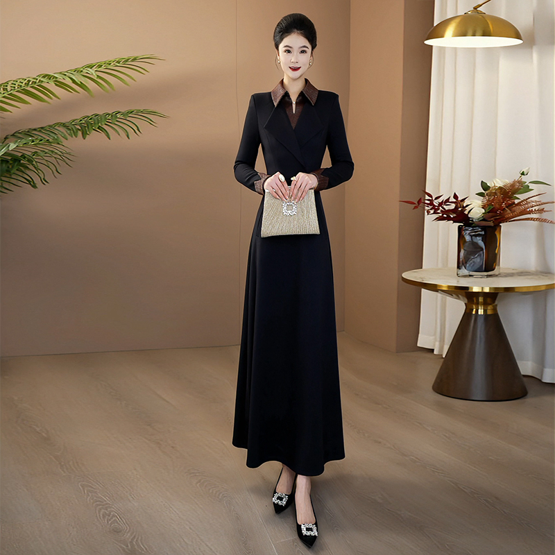 重要场合漂亮连衣裙2025新款今年流行爆款假两件冬季加厚长裙261