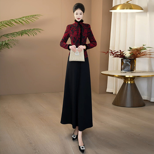 裙子冬装 高腰显瘦贵妇人加厚长裙282 水貂毛设计感长裙气质新款