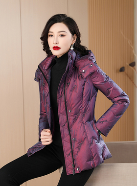 紫色羽绒服女高级感品牌短款冬季新款时尚修身小款白鸭绒外套6212