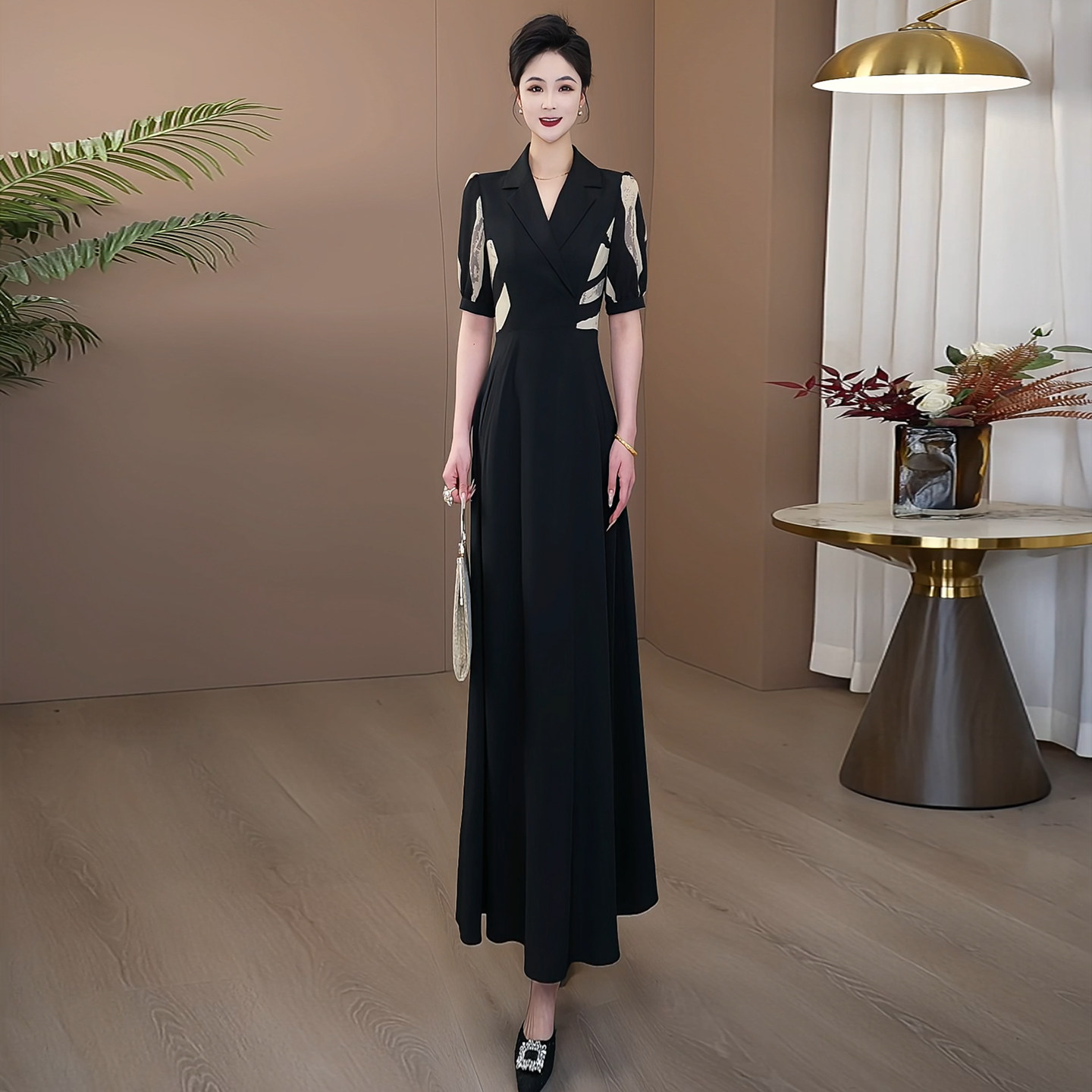 绝美不撞款连衣裙女2026新款夏季气质显瘦高级感假两件长裙371