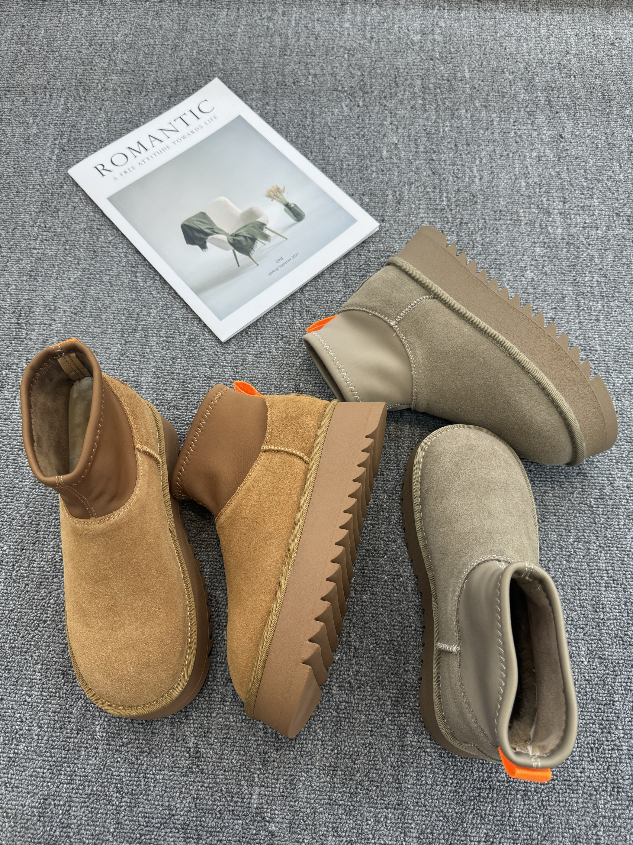 米新款2024冬真皮松糕厚底舒适保暖雪地靴加厚绒短筒低帮女靴1932