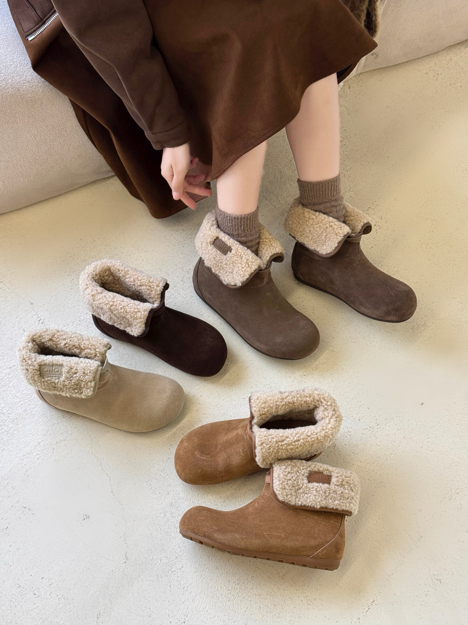 米新款2025冬真皮内增高加绒短靴保暖毛毛鞋雪地靴马丁靴舒适女靴