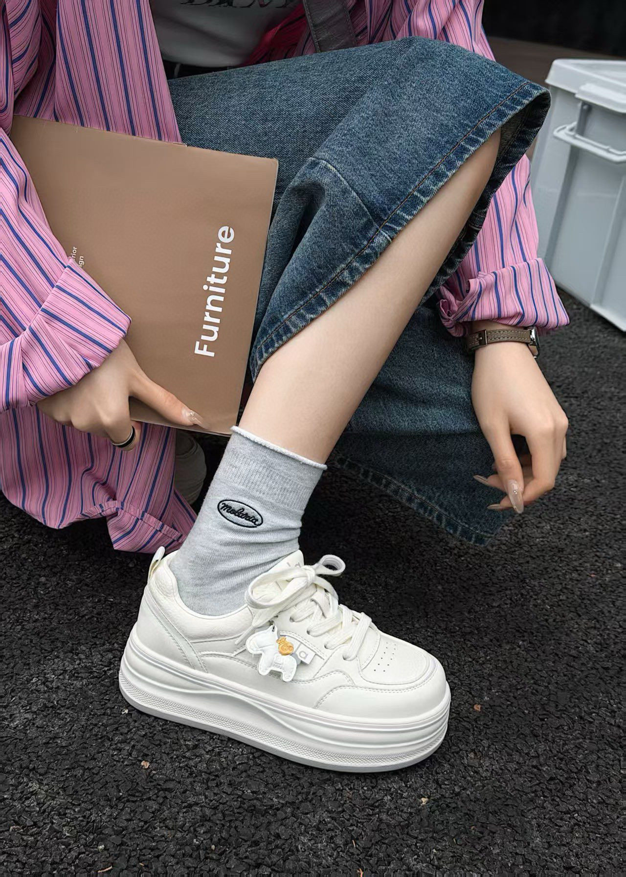 米新款2026春款松糕厚底真皮小白鞋休闲运动鞋女板鞋舒适百搭女鞋