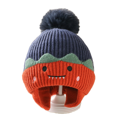 秋冬季防风防寒宝宝针织一体帽子