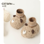 宝宝鞋 袜 男宝女宝鞋 子冬季 婴儿加厚羊羔绒地板袜新生儿防滑学步鞋