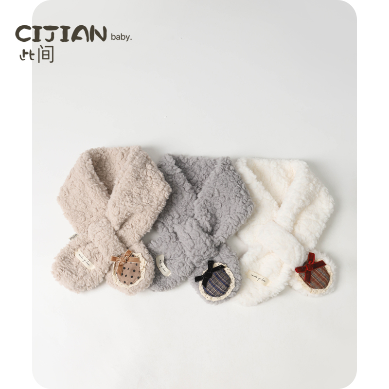 蝴蝶结交叉围巾保暖防风