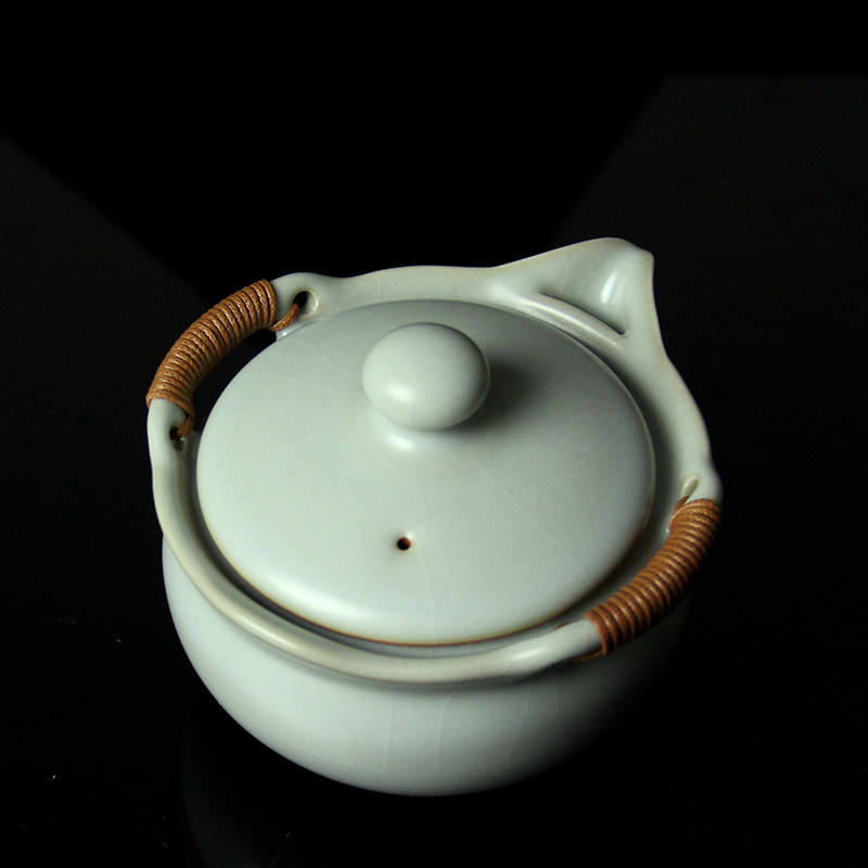台湾柏采汝窑手抓泡茶壶 老釉粉青 花鳞盖碗CB-01 蕴玉壶功夫茶具