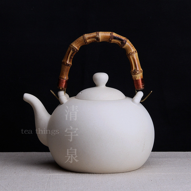 台湾衡连正品新月陶壶 竹提梁吊壶 煮茶陶炉烧水壶功夫茶具养生壶
