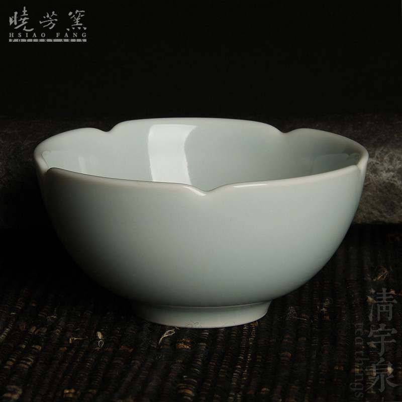 台湾蔡晓芳主人杯单色 天青釉 葵口杯 晓芳窑 颜色釉品杯个人茶杯