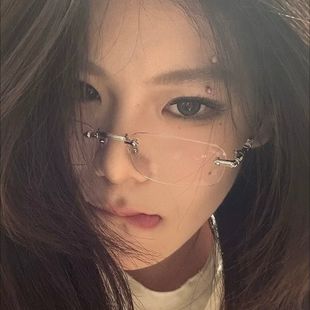 2025春季新款柳智敏同款无框眼镜女清冷高智感无边框御姐可配近视