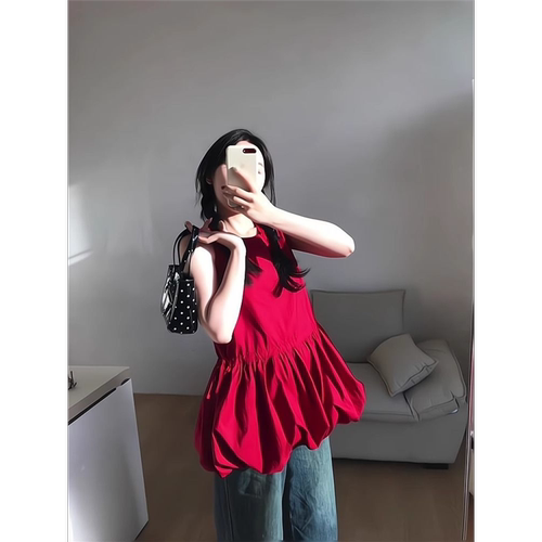 大码花苞背心下摆蓬蓬短裙女夏