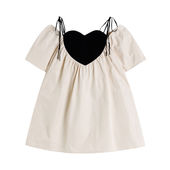 大码 300斤系带蝴蝶结一字肩吊带连衣裙女夏胖mm心型领娃娃裙潮220