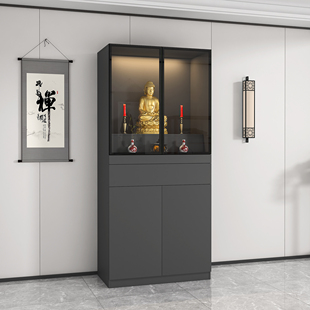 佛龛立柜小型家用现代轻奢玻璃门佛像橱柜财神爷神台柜菩萨供奉台