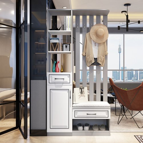 新中式进门玄关隔断柜轻奢一体