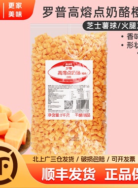 大成罗普高熔点奶酪丁2kg橙色高熔点烘焙芝士耐烤焙切丁干酪商用