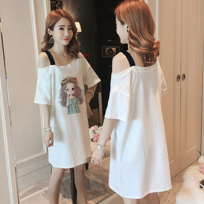 妲贝纯不起球小性感露肩睡裙女