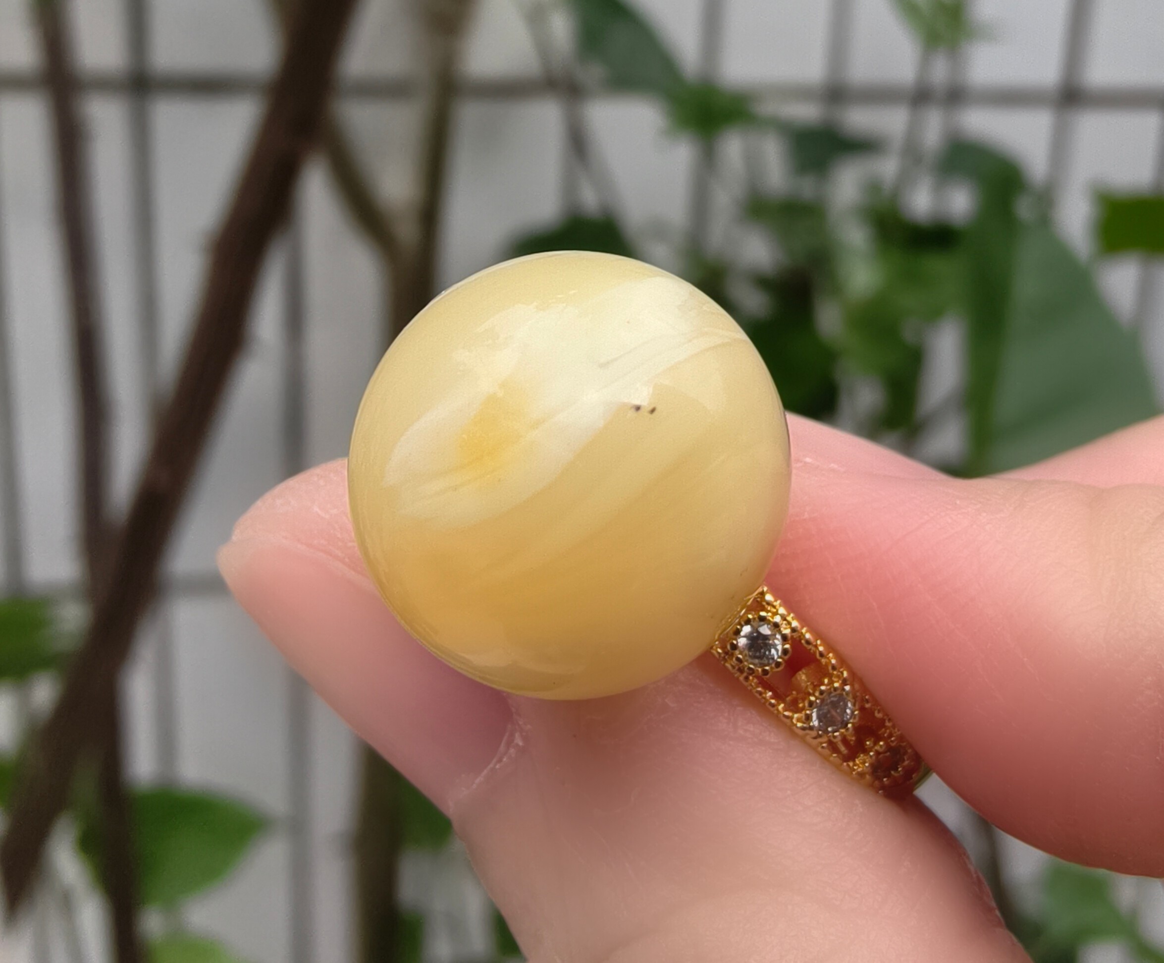 天然蜜蜡白蜡金珀戒指，不退换，戒指/戒面