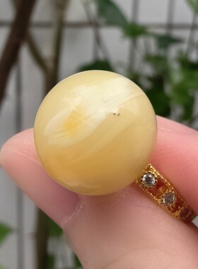 天然蜜蜡白蜡金珀戒指，不退换，退货勿拍