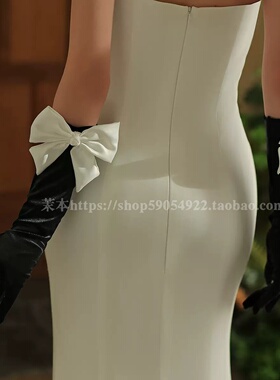 法式赫本风黑色蝴蝶结长款手套女