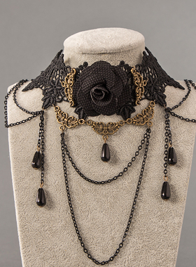 复古珍珠花朵欧美舞会短项链