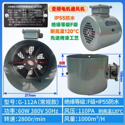 大洲浦惠变频电机冷却通风机散热风扇G80/G90/G132/G160/355A风罩