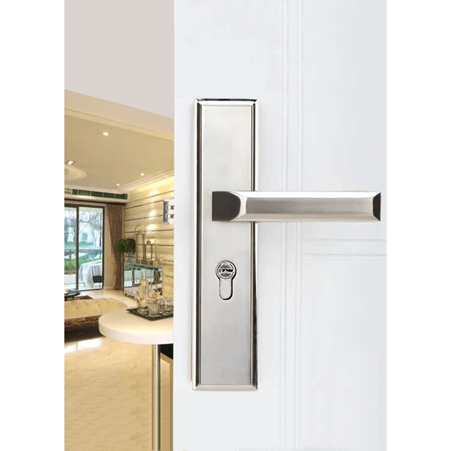 771卧室门锁 木门锁套装门锁 欧式简约不锈钢门锁 加重加厚静音锁