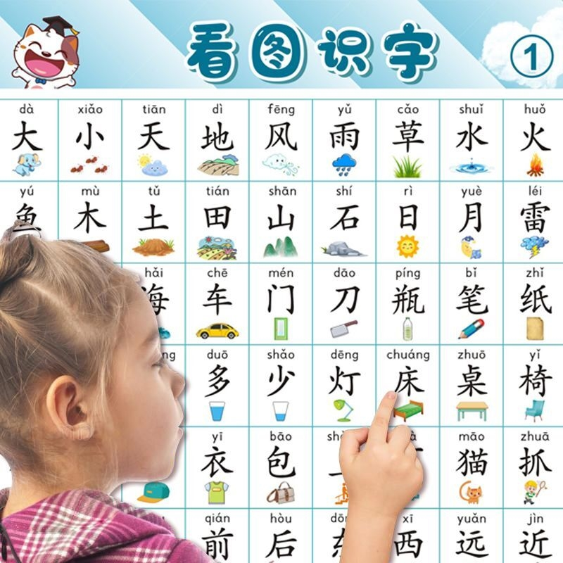 幼小衔接看图识字挂图儿童宝宝认字墙贴幼儿园大班汉字表学习神器
