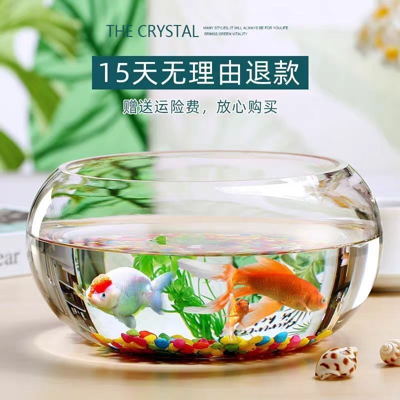 加厚高透明玻璃鱼缸小型金鱼缸乌龟缸办公桌客厅家用鱼缸造景水培