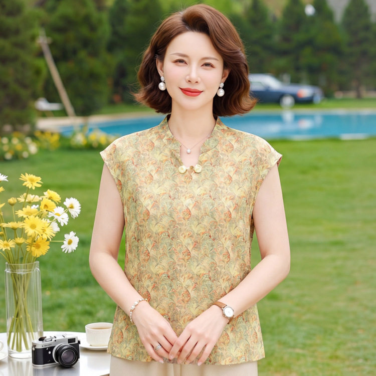 新中式国风妈妈装夏天上衣女短袖夏装新款上衣减龄2026中老年T恤