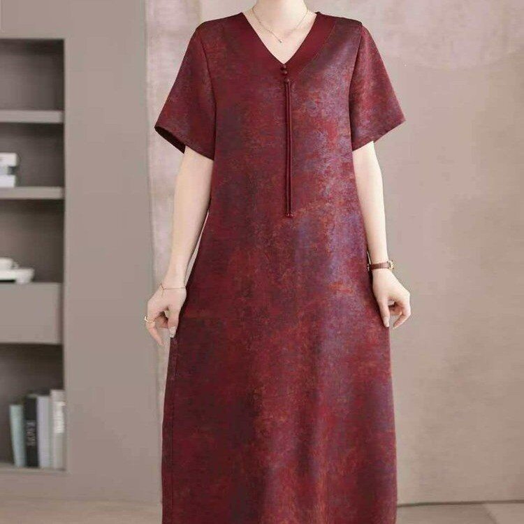 高级感夏季妈妈装连衣裙中老年时尚女装2026薄款大码端庄大气长裙