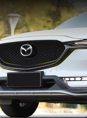 适用于17-24款马自达CX5改装中网饰条CX-5亮黑碳纤前杠格栅装饰件