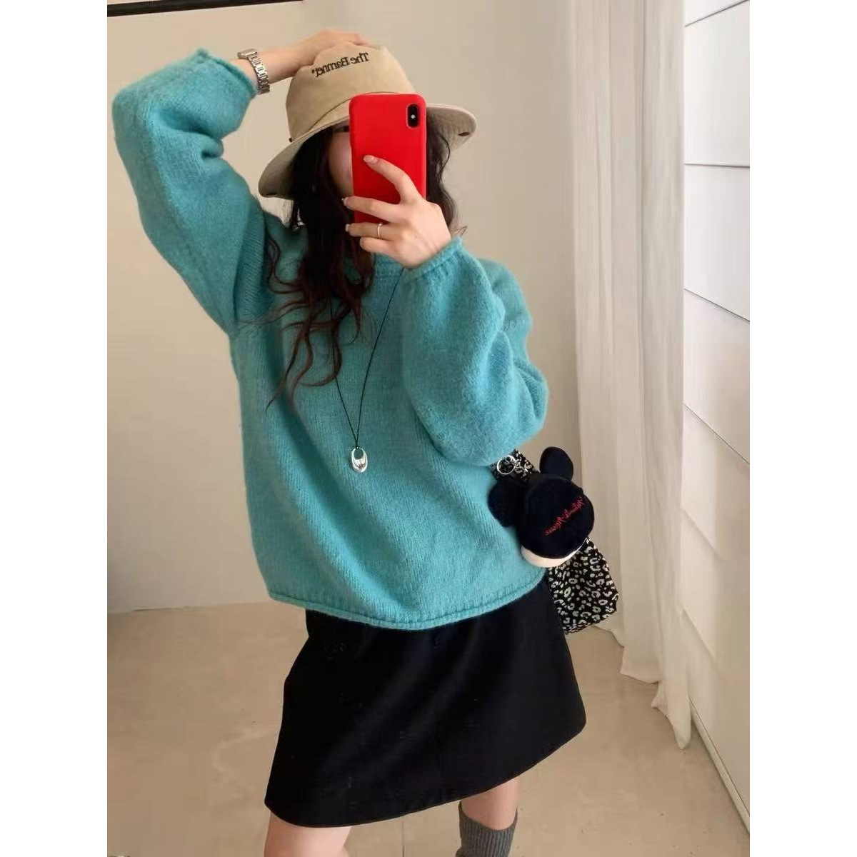 园园美衣韩系简约加厚套头毛衣秋冬季新款慵懒宽松复古针织上衣女