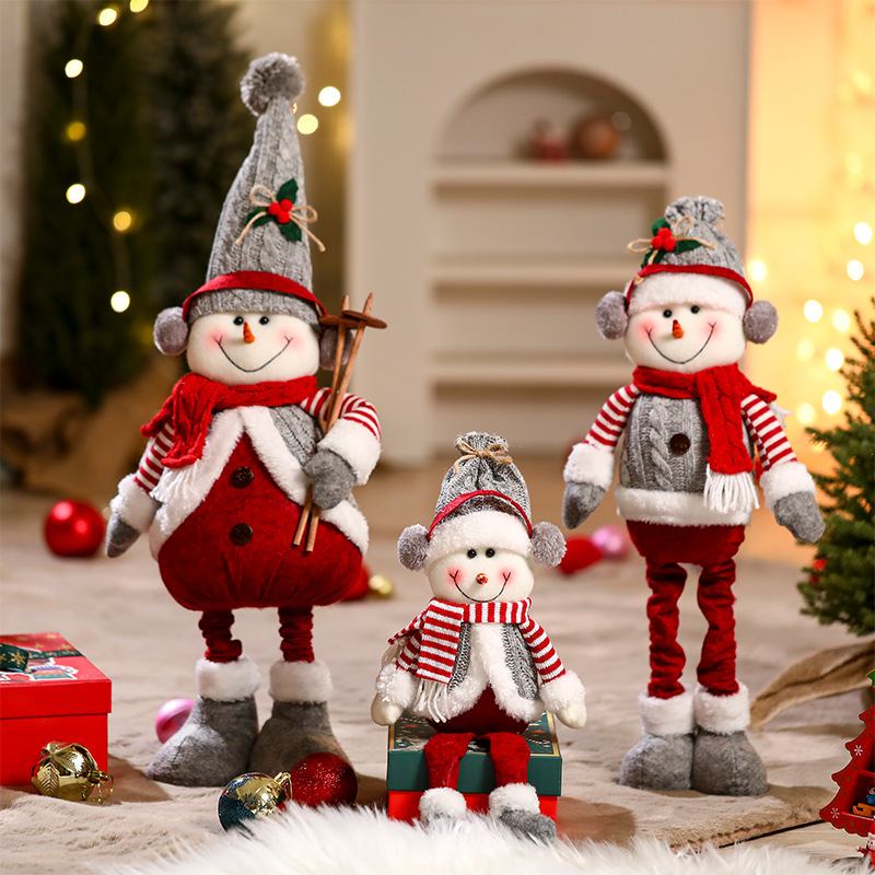 圣诞节装饰摆件圣诞老人毛绒公仔玩偶娃娃橱窗摆件创意圣诞礼物