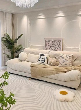 奶油风磨砂布沙发客厅简约大小户型白敬亭同款多人位云朵布艺沙发