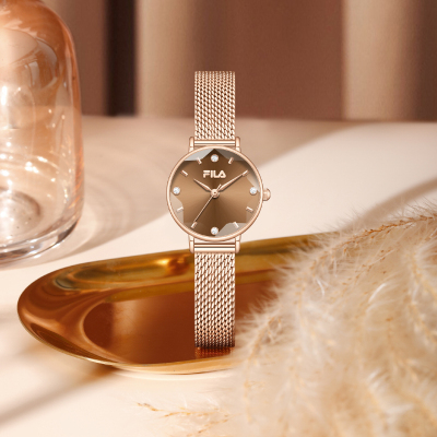 FILA斐乐简约轻奢钢带手表气质女士石英腕表送女友生日礼物6711